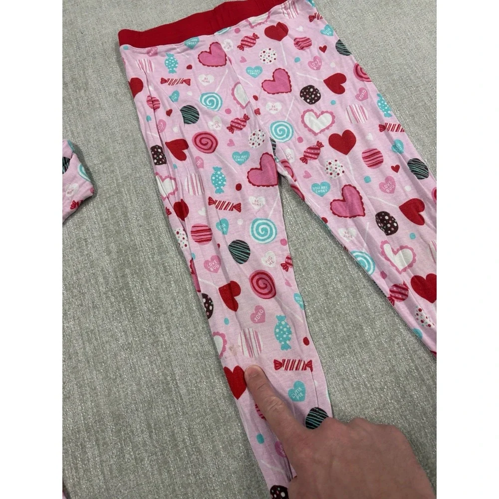 Little Sleepie Pink Sweet Valentine Bamboo Pajamas 2 Piece Long Sleeve Size 7/8